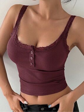 Small SHEIN Red Burgundy Cropped Tank Top
